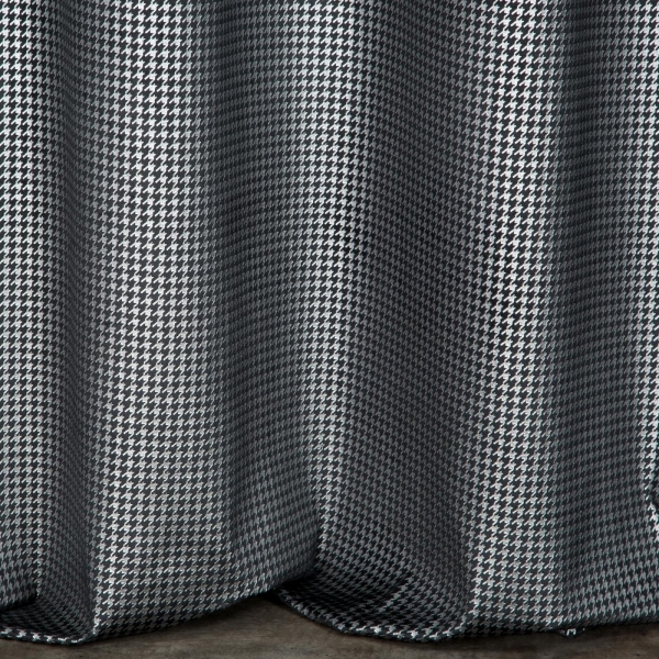 Závěs, hotový - černá barva, kombinovaná se stříbrnou, stříbrné kroužky