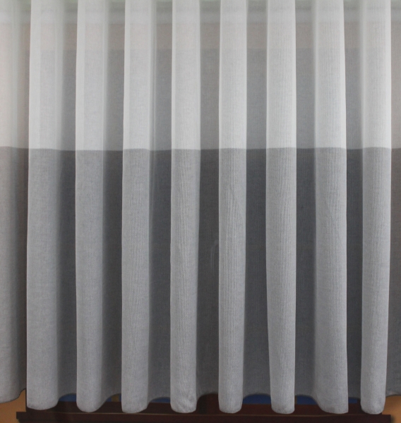 Luxusní záclona, bavlněná - sněhobílý vrch, šedý vzor pruhu- 3m,,3.5m,, zbytek