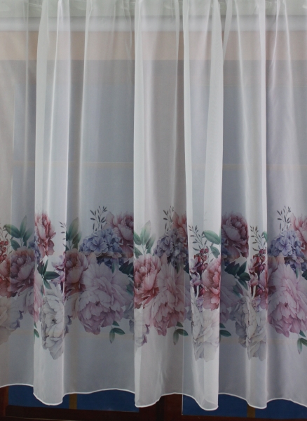 Voálová záclona, barevné květiny č.70157